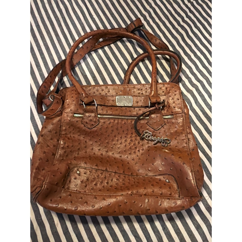 Coogi Brown Ostrich Embossed Faux Leather Y2K PURSE